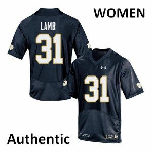 #31 Jack Lamb Notre Dame Women's Authentic Football Jerseys Navy