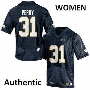 #31 Spencer Perry Notre Dame Women's Authentic Stitched Jersey Navy Blue