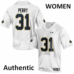 #31 Spencer Perry Irish Women's Authentic Football Jerseys White