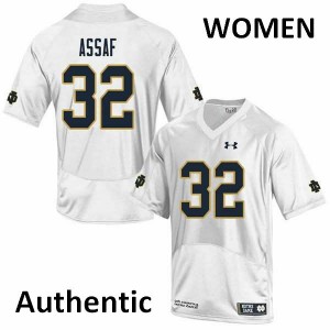 #32 Mick Assaf Notre Dame Fighting Irish Women's Authentic Stitched Jerseys White