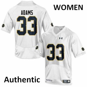 #33 Josh Adams Notre Dame Fighting Irish Women's Authentic High School Jersey White