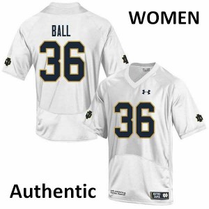 #36 Brian Ball University of Notre Dame Women's Authentic Official Jerseys White