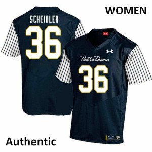 #36 Eddie Scheidler Irish Women's Alternate Authentic Alumni Jerseys Navy Blue