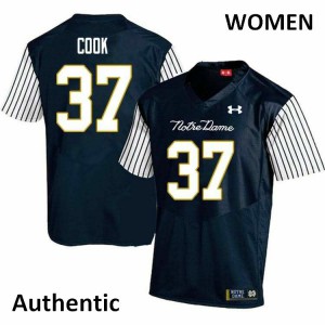 #37 Henry Cook UND Women's Alternate Authentic Stitch Jerseys Navy Blue