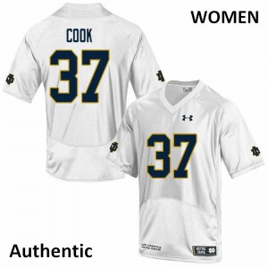 #37 Henry Cook Notre Dame Fighting Irish Women's Authentic Football Jersey White