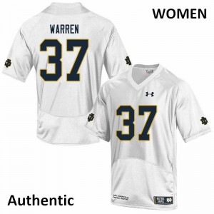 #37 James Warren University of Notre Dame Women's Authentic Football Jersey White