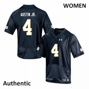 #4 Kevin Austin Jr. Irish Women's Authentic Embroidery Jerseys Navy
