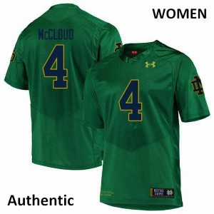#4 Nick McCloud Notre Dame Women's Authentic Player Jersey Green