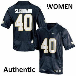 #40 Brett Segobiano Irish Women's Authentic NCAA Jersey Navy Blue