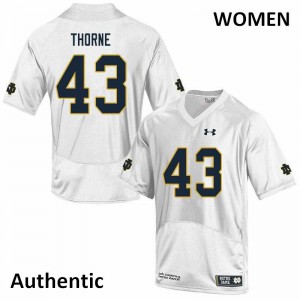 #43 Marcus Thorne Irish Women's Authentic NCAA Jerseys White
