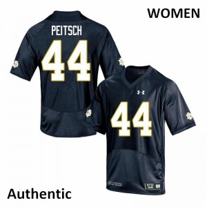 #44 Alex Peitsch UND Women's Authentic Football Jersey Navy
