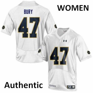 #47 Chris Bury Irish Women's Authentic Football Jersey White