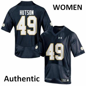 #49 Brandon Hutson UND Women's Authentic Football Jersey Navy Blue