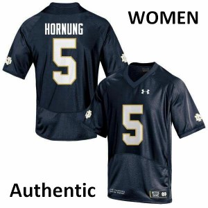 #5 Paul Hornung UND Women's Authentic Embroidery Jersey Navy Blue