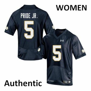 #5 Troy Pride Jr. University of Notre Dame Women's Authentic Stitch Jersey Navy