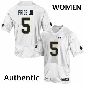 #5 Troy Pride Jr. Notre Dame Women's Authentic University Jerseys White