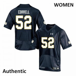 #52 Zeke Correll University of Notre Dame Women's Authentic NCAA Jersey Navy