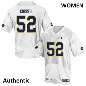 #52 Zeke Correll Notre Dame Fighting Irish Women's Authentic University Jersey White