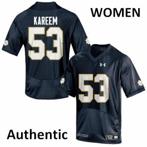 #53 Khalid Kareem Notre Dame Fighting Irish Women's Authentic Embroidery Jersey Navy Blue