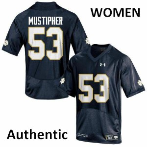 #53 Sam Mustipher UND Women's Authentic Stitch Jersey Navy Blue