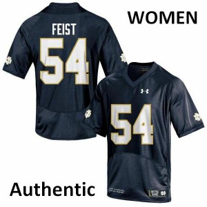 #54 Lincoln Feist Irish Women's Authentic Embroidery Jerseys Navy Blue