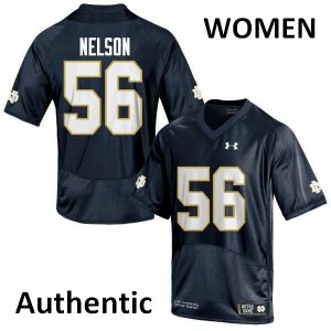 #56 Quenton Nelson University of Notre Dame Women's Authentic Stitched Jerseys Navy Blue