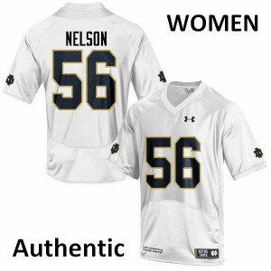 #56 Quenton Nelson University of Notre Dame Women's Authentic Stitch Jersey White