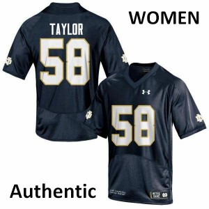 #58 Elijah Taylor Fighting Irish Women's Authentic Embroidery Jersey Navy Blue