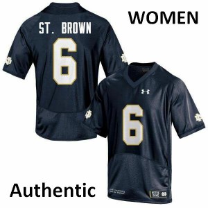 #6 Equanimeous St. Brown Notre Dame Fighting Irish Women's Authentic Player Jersey Navy Blue