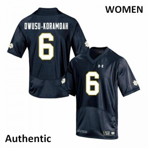 #6 Jeremiah Owusu-Koramoah Notre Dame Women's Authentic NCAA Jerseys Navy