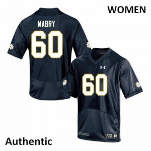 #60 Cole Mabry University of Notre Dame Women's Authentic NCAA Jersey Navy