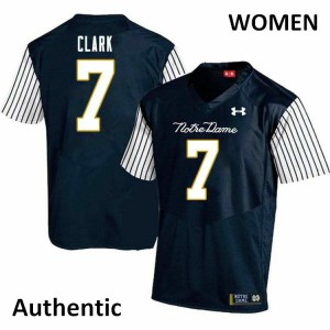 #7 Brendon Clark University of Notre Dame Women's Alternate Authentic Football Jerseys Navy Blue