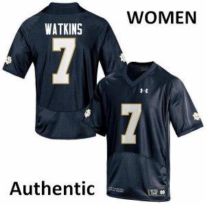 #7 Nick Watkins University of Notre Dame Women's Authentic Player Jersey Navy Blue