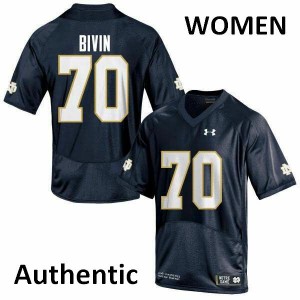 #70 Hunter Bivin Notre Dame Women's Authentic Player Jerseys Navy Blue