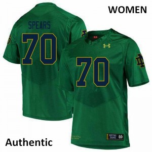 #70 Hunter Spears Fighting Irish Women's Authentic NCAA Jersey Green