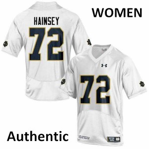 #72 Robert Hainsey Notre Dame Fighting Irish Women's Authentic Football Jersey White