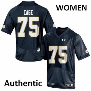 #75 Daniel Cage Notre Dame Fighting Irish Women's Authentic Embroidery Jerseys Navy Blue