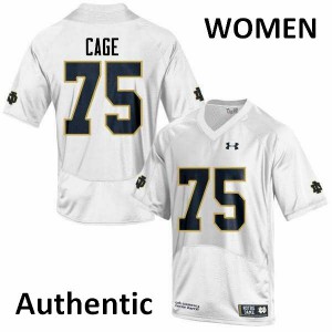 #75 Daniel Cage Fighting Irish Women's Authentic Official Jerseys White