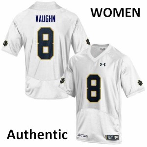 #8 Donte Vaughn Notre Dame Women's Authentic University Jerseys White