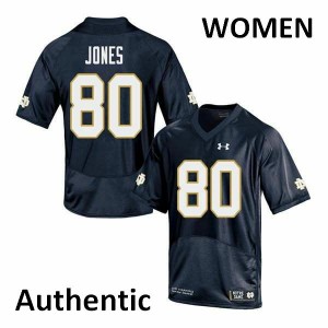 #80 Micah Jones University of Notre Dame Women's Authentic Football Jersey Navy