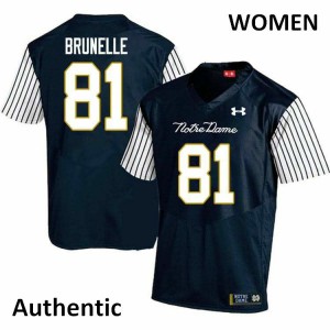 #81 Jay Brunelle Notre Dame Women's Alternate Authentic Stitched Jersey Navy Blue