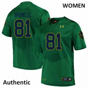 #81 Jay Brunelle Irish Women's Authentic NCAA Jerseys Green