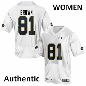 #81 Tim Brown University of Notre Dame Women's Authentic Football Jersey White