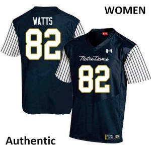 #82 Xavier Watts UND Women's Alternate Authentic Alumni Jerseys Navy Blue