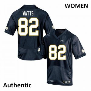 #82 Xavier Watts Irish Women's Authentic University Jersey Navy