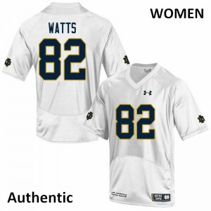 #82 Xavier Watts University of Notre Dame Women's Authentic Stitch Jersey White