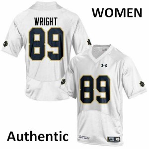 #89 Brock Wright Notre Dame Fighting Irish Women's Authentic University Jerseys White