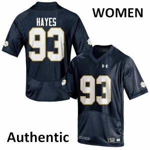 #93 Jay Hayes Notre Dame Women's Authentic Football Jerseys Navy Blue