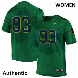 #93 Zane Heemsoth UND Women's Authentic Player Jerseys Green