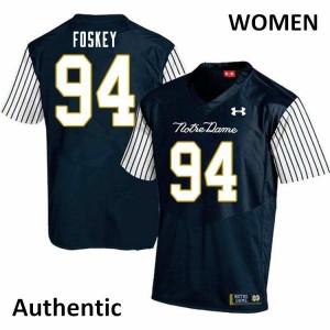 #94 Isaiah Foskey Irish Women's Alternate Authentic Official Jersey Navy Blue